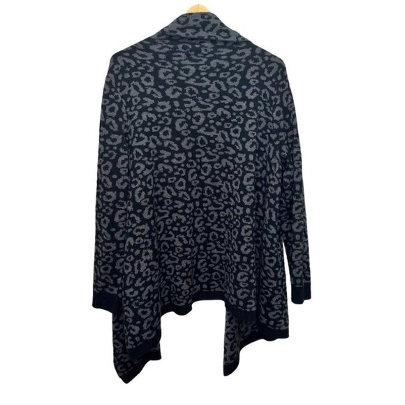 Jessica Draped Open Front Animal Print Sweater Cardigan Size Large - Picture 4 of 7